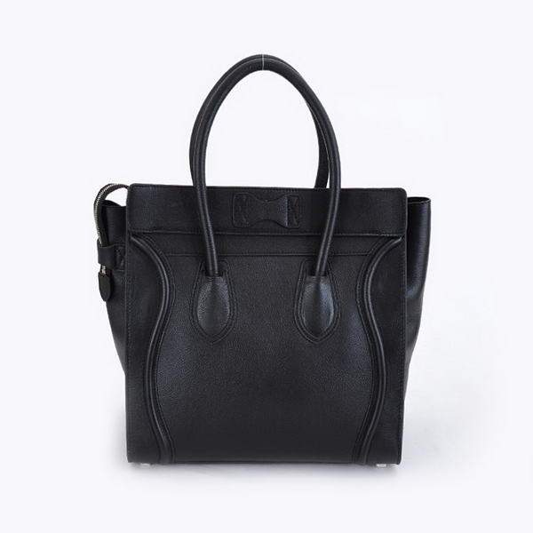 Celine Luggage Mini 33cm Tote Leather Bag - 98170 Black Calf Leather
