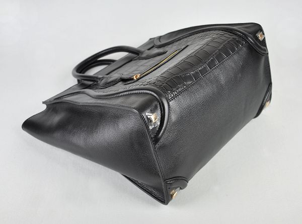 Celine Luggage Mini 33cm Tote Leather Bag - 98170 Black Alligrtor - Click Image to Close