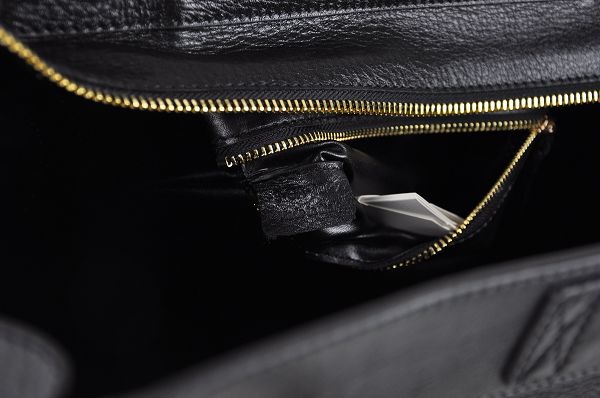 Celine Luggage Mini 33cm Tote Leather Bag - 98170 Black with Rabbit Hair