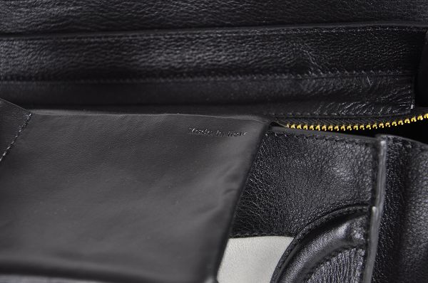 Celine Luggage Mini 33cm Tote Leather Bag - 98170 Black with White