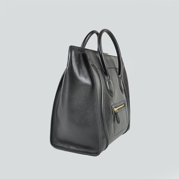 Celine Luggage Mini 33cm Tote Leather Bag - 98170 Black - Click Image to Close