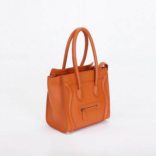 Celine Luggage Mini 26cm Boston Bag - 98167 Orange Calfskin Leather - Click Image to Close