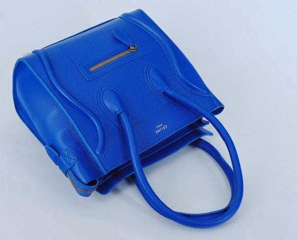 Celine Luggage Mini 26cm Boston Bag - 98167 Blue Calf Leather