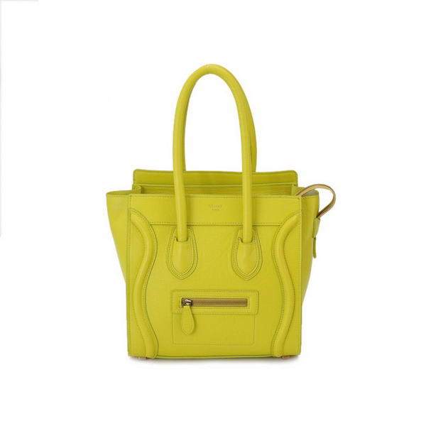 Celine Luggage Mini 26cm Boston Bag - 98167 Yellow Calf Leather - Click Image to Close