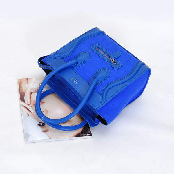 Celine Luggage Mini 26cm Boston Bag - 98167 Blue Ferrari Leather