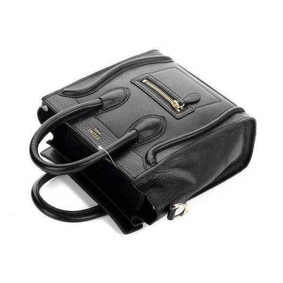 Celine Luggage Nano 20cm Tote Bag - 3309 Black Original Leather - Click Image to Close