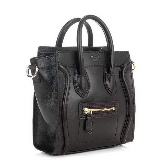 Celine Luggage Nano 20cm Tote Bag - 3309 Dark Coffee Original Leather