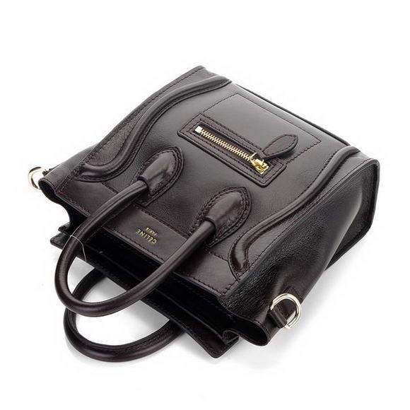 Celine Luggage Nano 20cm Tote Bag - 3309 Dark Coffee Original Leather - Click Image to Close