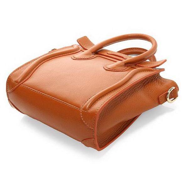 Celine Luggage Nano 20cm Tote Bag - 3309 Orange Original Leather