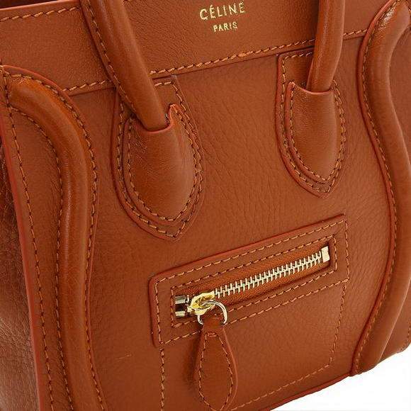 Celine Luggage Nano 20cm Tote Bag - 3309 Orange Original Leather - Click Image to Close
