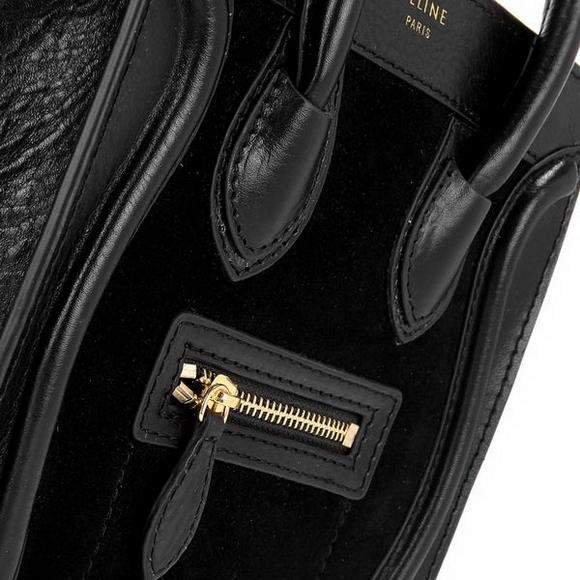 Celine Luggage Nano 20cm Tote Bag - 3309 Black Suede Leather - Click Image to Close