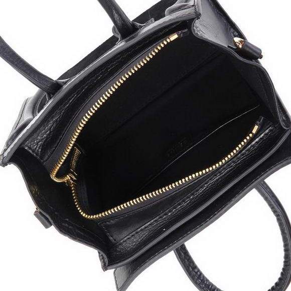 Celine Luggage Nano 20cm Tote Bag - 3309 Black Suede Leather
