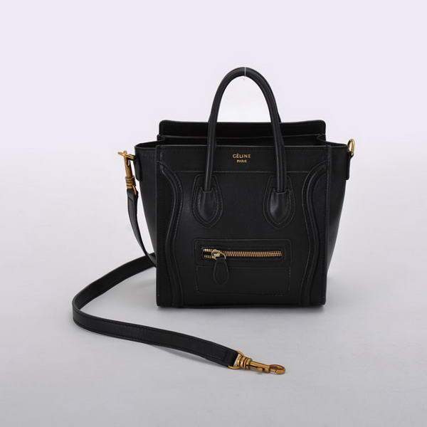 Celine Luggage Bag Nano 20cm - 98168 Black Calf Leather - Click Image to Close