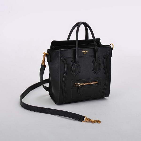 Celine Luggage Bag Nano 20cm  - 98168 Black Calf Leather