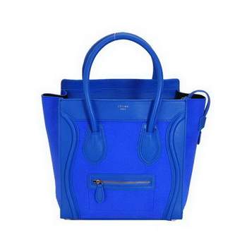 Celine Luggage Mini 30cm Boston Bag 98169 Blue Ferrari Suede Leather - Click Image to Close