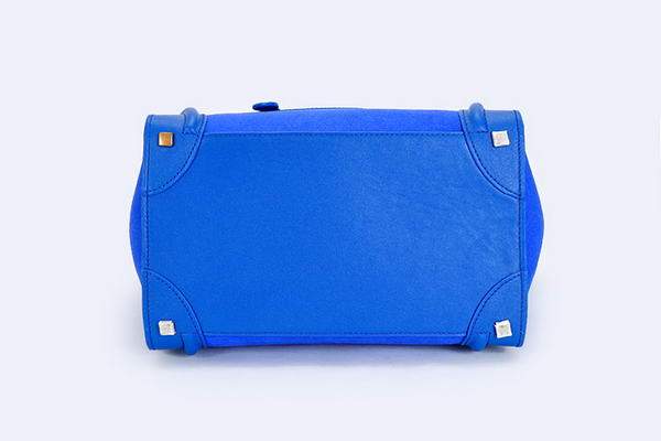 Celine Luggage Mini 30cm Boston Bag 98169 Blue Ferrari Suede Leather