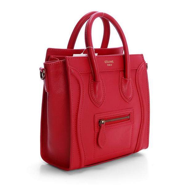 Celine Luggage Nano 20cm Tote Bag - 3309 Red Original Leather
