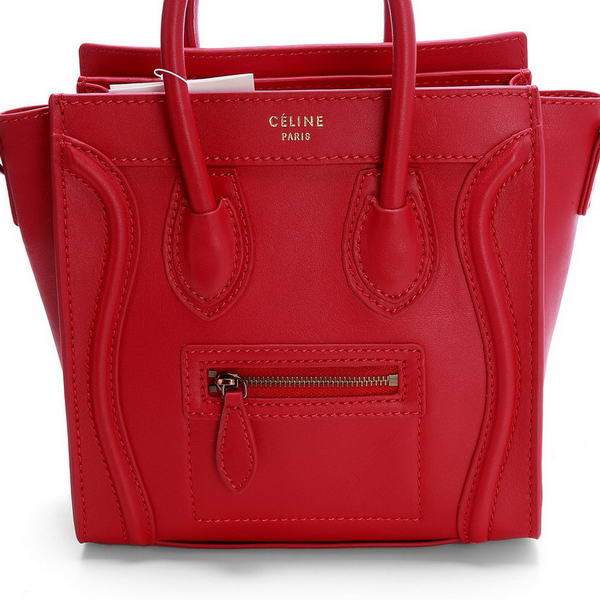 Celine Luggage Nano 20cm Tote Bag - 3309 Red Original Leather