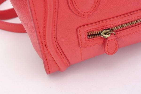 Celine Luggage Bag Nano 20cm  - 98168 Light Red Calf Leather