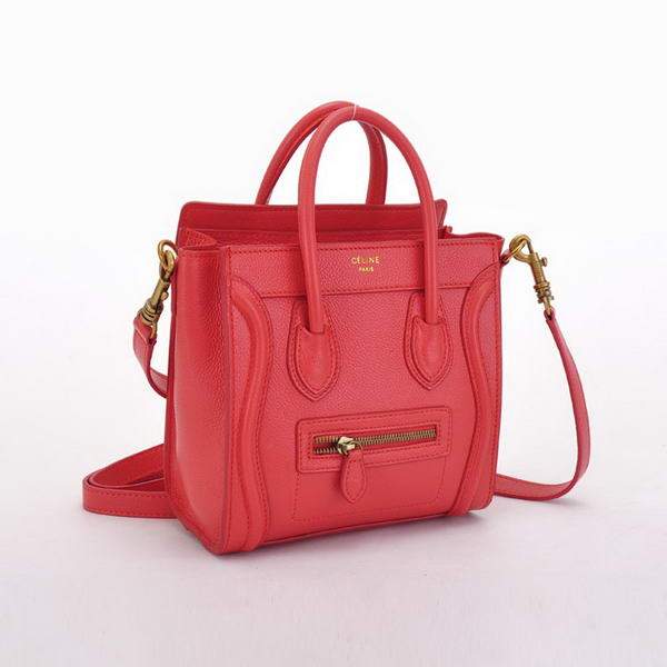 Celine Luggage Bag Nano 20cm - 98168 Light Red Calf Leather - Click Image to Close