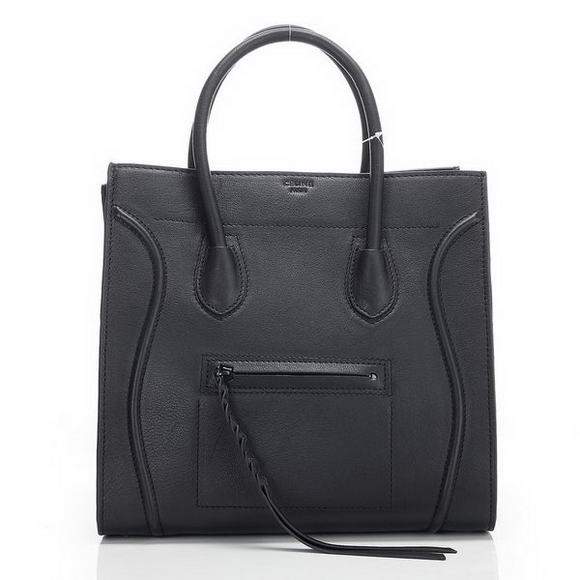 Celine Luggage Phantom Square Tote Bag - 3341 Black Original Leather