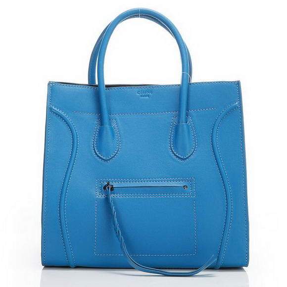 Celine Luggage Phantom Square Tote Bag - 3341 Blue Original Leather