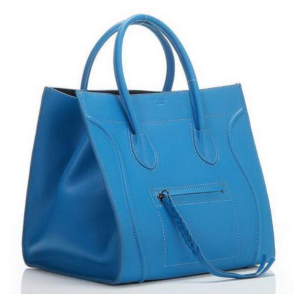 Celine Luggage Phantom Square Tote Bag - 3341 Blue Original Leather