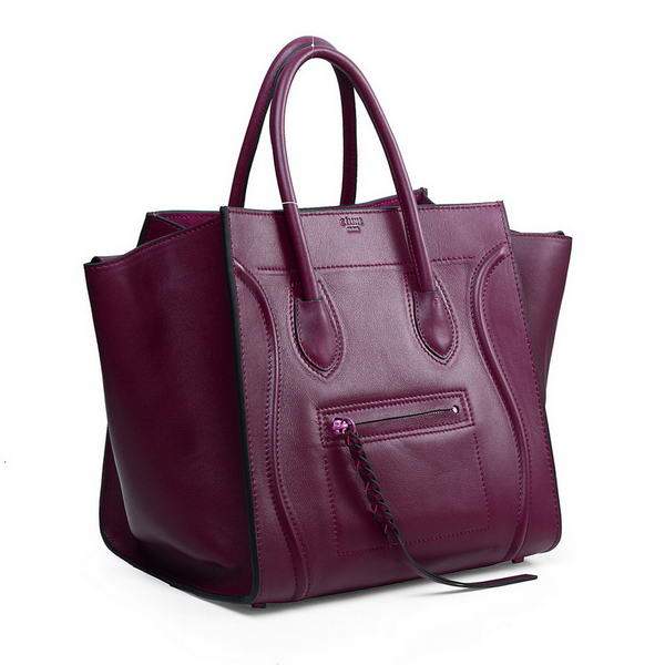Celine Luggage Phantom Square Tote Bag - 3341 Purple Original Leather