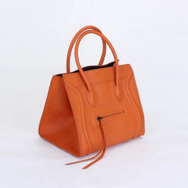 Celine Luggage Phantom Square Tote Bag - 80066 Orange Ferrari Original Leather