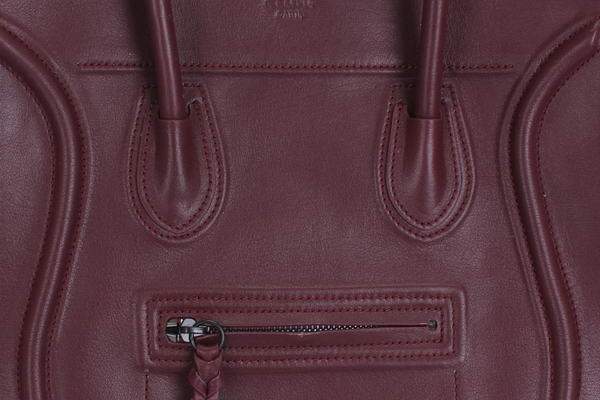 Celine Luggage Phantom Square Tote Bag - 80066 Wine Red Ferrari Original Leather - Click Image to Close