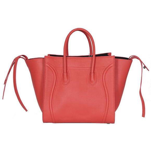 Celine Luggage Phantom Square Tote Bag - 80066 Light Red Ferrari Original Leather