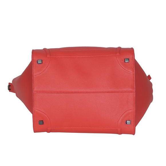 Celine Luggage Phantom Square Tote Bag - 80066 Light Red Ferrari Original Leather