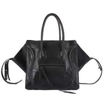 Celine Luggage Phantom Square Tote Bag - 80066 Black Calf Original Leather - Click Image to Close