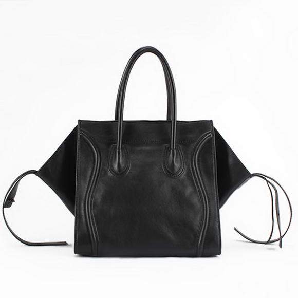 Celine Luggage Phantom Square Tote Bag - 80066 Black Calf Original Leather