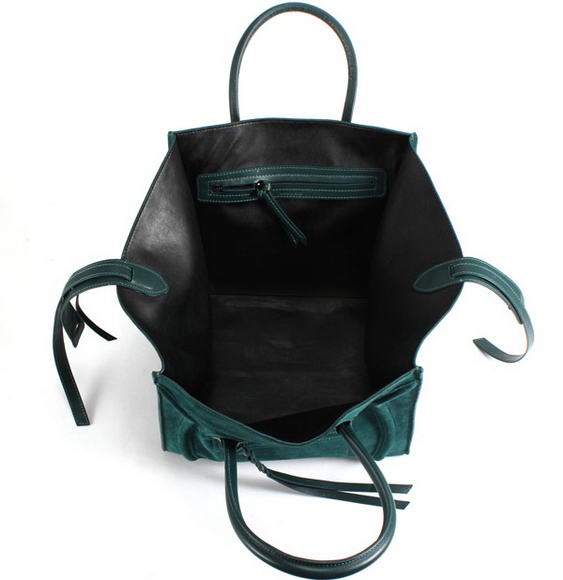 Celine Luggage Phantom Square Tote Bag - 80066 Atrovirens Suede Original Leather - Click Image to Close