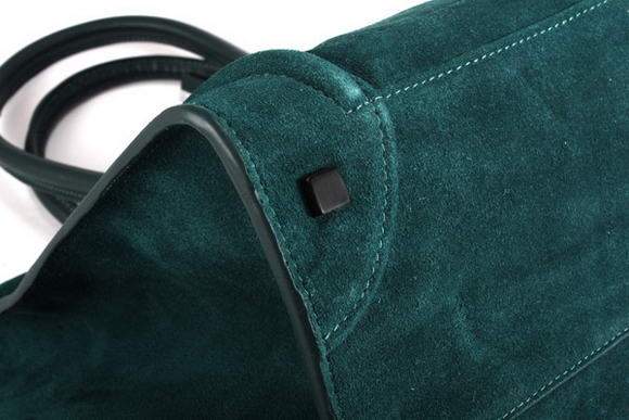 Celine Luggage Phantom Square Tote Bag - 80066 Atrovirens Suede Original Leather