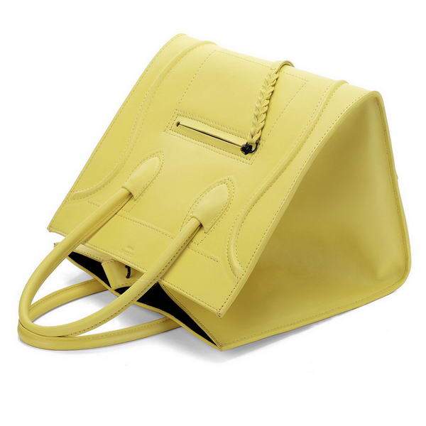 Celine Luggage Phantom Square Tote Bag - 3341 Lemon Yellow Original Leather