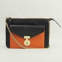 Celine Calfskin Shoulder Bag - 88028 Orange with Black