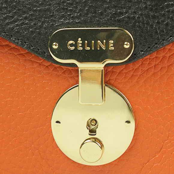 Celine Calfskin Shoulder Bag - 88028 Orange with Black - Click Image to Close