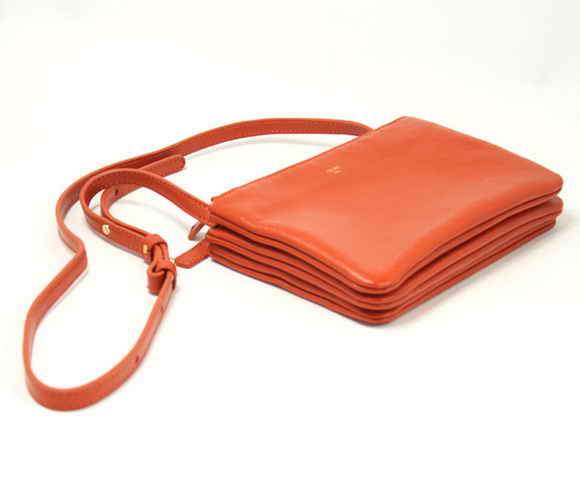 Celine Lambskin Shoulder Bag - 8822 Orange - Click Image to Close