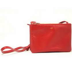 Celine Lambskin Shoulder Bag - 8822 Red - Click Image to Close