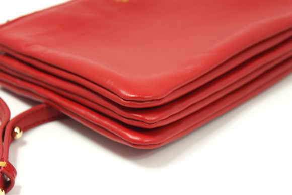 Celine Lambskin Shoulder Bag - 8822 Red