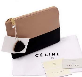 Celine Solo Bi Color Clutch Lambskin Bag - 8821 Apricot and Black