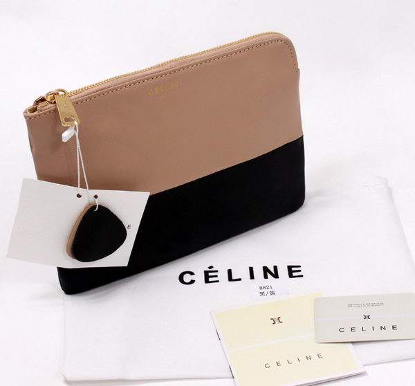 Celine Solo Bi Color Clutch Lambskin Bag - 8821 Apricot and Black