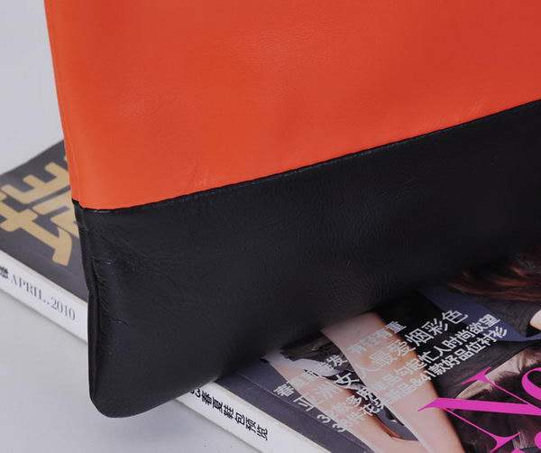 Celine Solo Bi Color Clutch Lambskin Bag - 8821 Orange and Black - Click Image to Close