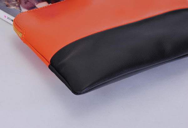 Celine Solo Bi Color Clutch Lambskin Bag - 8821 Orange and Black