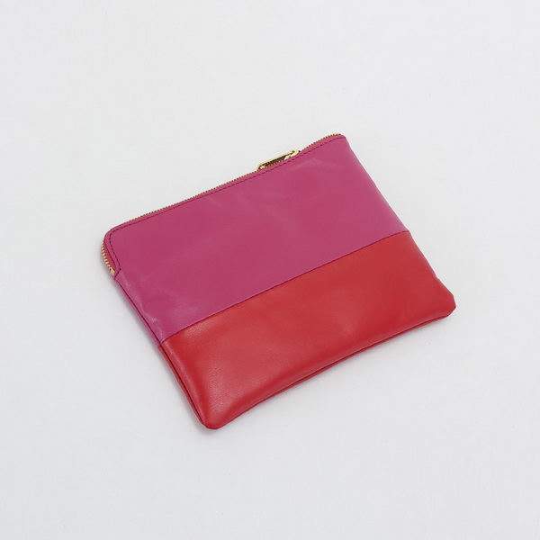 Celine Solo Bi Color Clutch Lambskin Bag - 8821 Rose Red