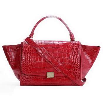 Celine Stamped Trapeze Bag - 3042 Red Original Leather - Click Image to Close