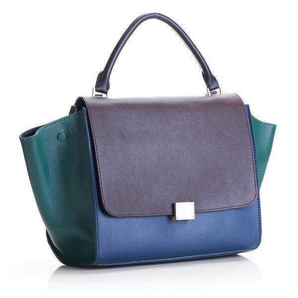 Celine Stamped Trapeze Bags - 3342 Blue Brown and Black - Click Image to Close
