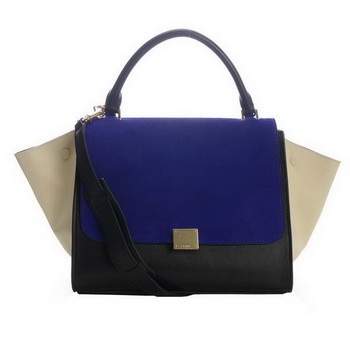 Celine Stamped Trapeze Bags - 3342 Blue Camel and Black - Click Image to Close